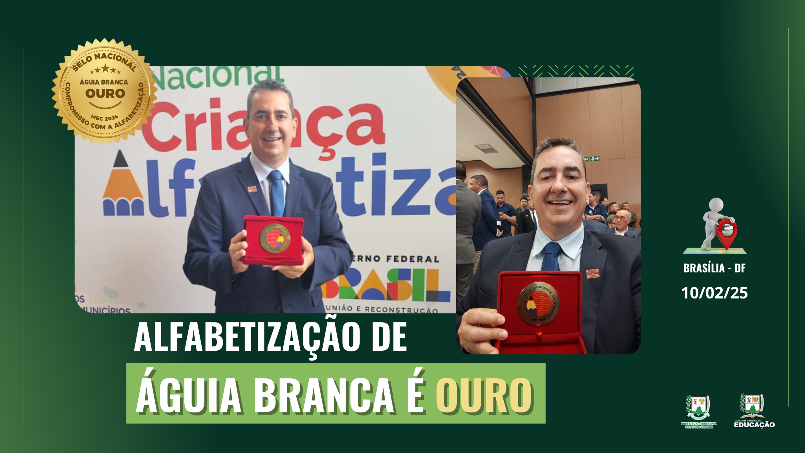 Águia Branca recebe prêmio de Referência Nacional em Alfabetização em Brasília